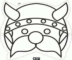 Viking mask with the helmet coloring page printable game
