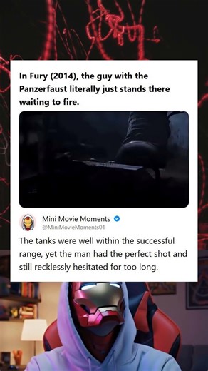 Fury 2014 Panzerfaust Gunner Stands There Waiting and Hesitates to Fire at Tanks