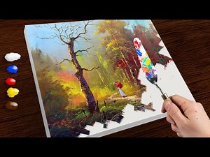How to Paint Lady in Autumn Forest Using Palette Knife and Acrylics / Speed Painting /JMLisondra