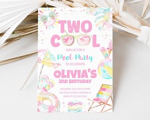 2. Geburtstag Pool-Party-Einladung, Sommer-Strand-Geburtstag einladen, Splash-Pad-Wasser-Party, Schwimmen & Wasserball-Einladung, Strand-Bash-Party - Etsy.de