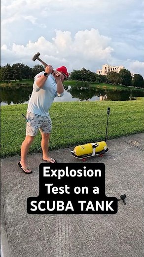 Scuba tank valve explodes when truck by hammer 🤿💥 #scubadiving #scubatank #prank