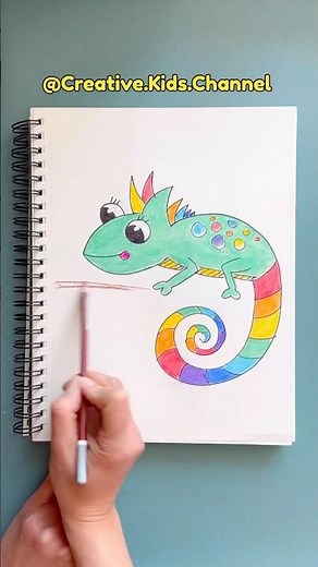 How to Draw a Cute Chameleon 🦎 Easy Art Tutorial for Kids