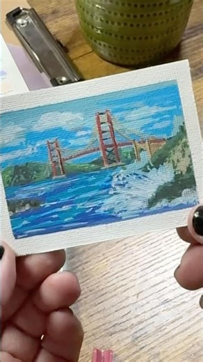 Golden Gate Bridge Mini Painting | Acrylic ACEO #miniart