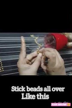 Handmade Decorative Flower Pot | Red Thread & Golden Beads Vase | DIY Home Decor Craft