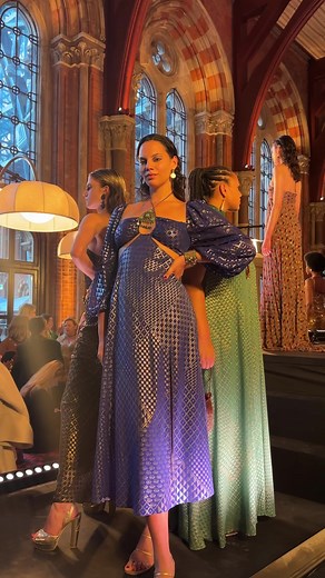 A sneak peek behind the scenes at the @rixo London Fashion week show with @luxegirlofficial_ wearing our JEANIE & MELANIE dress 🐆🌀🫶 #humansofrixo #rixo #fyp #fashion #week #Fashionweek #show #london #lfw