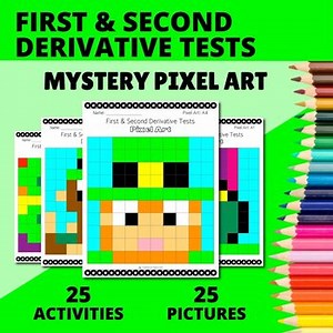 St. Patrick's Day Calculus First & Second Derivative Tests Mystery Pixel Art