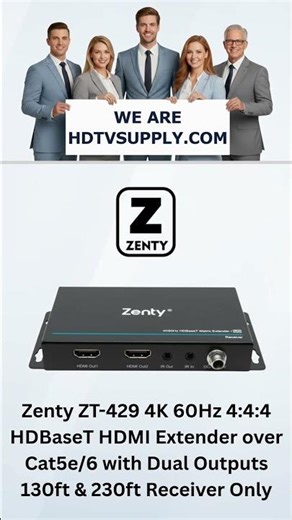 Zenty ZT-429 4K 60Hz 4:4:4 HDBaseT HDMI Extender over Cat5e/6 with Dual Outputs 130ft/230ft Receiver