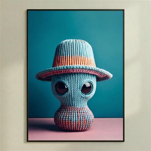 Knitted Alien Head With Hat - Printable Poster, Digital Download - Etsy