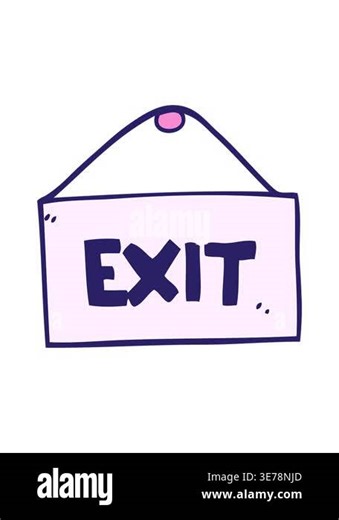 jiggle and pause animation of cartoon doodle exit sign Stock Video Footage - Alamy