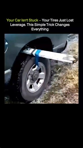 Explaining universe on Instagram: "Most drivers panic when their car gets stuck in mud — but spinning the tire is the worst thing you can do. 🚙❌ Here’s why it fails: When a tire spins in mud, it polishes the surface underneath into a slick, frictionless mess. No grip. No escape. This trick fixes that instantly. By fastening a solid plank or board to the wheel, you transform the tire into a climbing tool. As the wheel turns, the board bites into the ground, lifts the vehicle, and creates forward