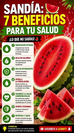🍉 SANDÍA: 7 BENEFICIOS PARA TU SALUD
