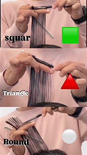Cắt kéo theo hướng cắt vuông tròn tam giác