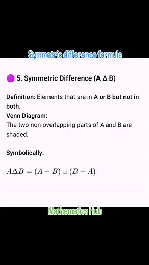 Symmetric difference formula #symmetricdifference #viralreels #viral #maths #solve #simplify | Mathematics Hub