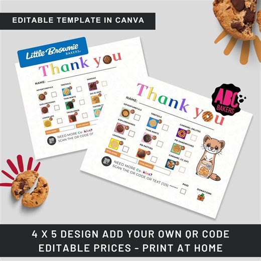 Girl Scout Cookie Order Form Printable 2026, ABC & Little Brownie Baker, Editable Cookie Thank You Tags, 2026 Cookie Season Tracker, Digital - Etsy