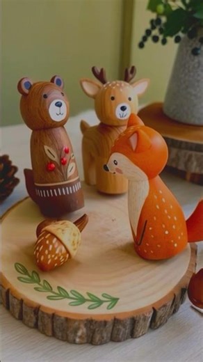 “I Turned Tiny Pegs Into Cute Forest Animals 😳🎨 | DIY Mini Art” #shorts #diy #funny #craft #art