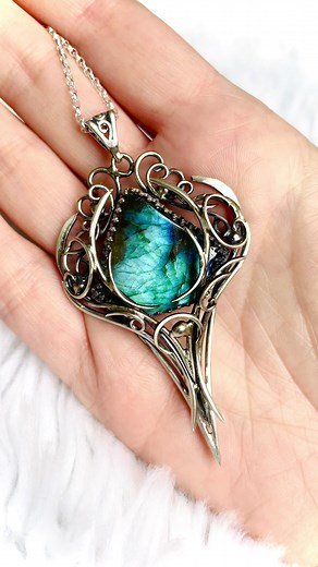 Exclusive Fantasy, Elven,Vampire, Victorian/Gothic pendant. Fully handmade work (oxidised and polished silver). Main base gem: Labradorite. Our shops https://www.etsy.com/uk/shop/Lunarieenwww.lunarieen.com/shop/ #elvenjewelry #jewelry #handmade #wirewrappingjewelry #necklace #witchy #silvernecklace #silver #gothicfashion #fantasy #labradorite #lunarieen #gothicstyle #luxury #vampire #elvenpendant #gothic #elvenfantasyart #gothicart #luxelegant #luxurydesign #instafashion #fantasyartwork #gift #l