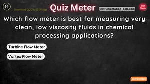 Which flow meter is best for measuring very clean, low viscosity fluids in chemical processing applications? Watch Full Video: bit.ly/FlowMetersQ Website: instrumentationtools.com Tags: #flow #flowmeter #flowsensor #instrument | Instrumentation and control engineering | Facebook