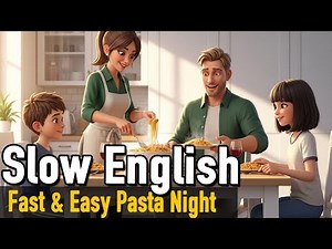 No Food at Home? Make This Fast & Easy Pasta Night | Easy Daily English Conversation | Slow English