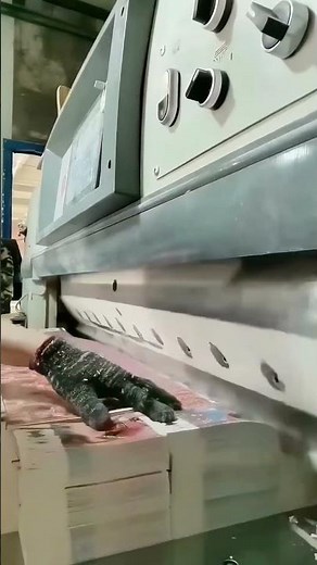 Live Shot! Large Industrial Paper Cutter "Wildly Cuts" Stacks of "Banknotes", Efficiency Maxed Out!