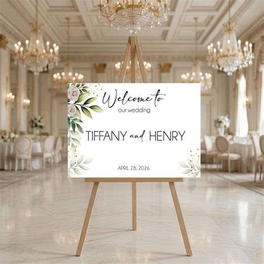 PRINTED & SHIPPED Wedding Welcome Sign, Horizontal Floral Wedding Signage, Wildflower Wedding Reception Sign, Custom Wedding Entrance Sign. - Etsy