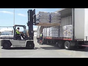 Loading double pallets of product onto a truck