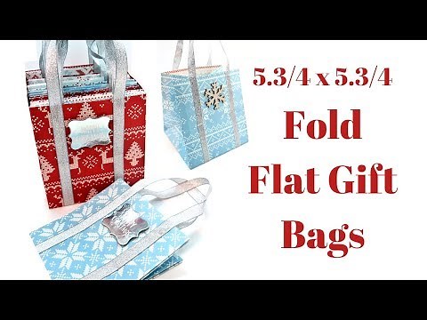 5.3/4 x 5.3/4 Fold Flat Gift Bags with Ribbon Handle Detail