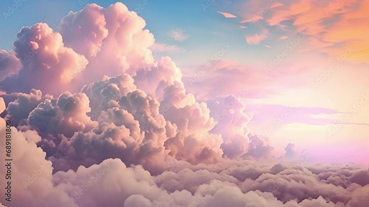 magical pink pastel clouds moving in the wind. Sunset colorful landscape. Abstract pink clouds close-up video footage Fantasy sunrise sunlight design