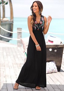 Black V-Neck Maxi Dress X30022