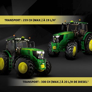 Découvrez nos tracteurs série 6R : les N°1 au transport ! Mais ce n'est pas tout, vous bénéficierez également de technologies d'agriculture de précision uniques comme le 1-Click-Go-AutoSetup. | John Deere