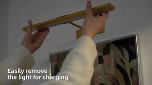 EZVALO Picture Light for Wall, 4800mAh Rechargeable Wireless Remote, 16in Dimmable Magnetic LED Art Display Light with 3 Color Temperatures, for Gallery, Living Room, Bedroom, Hallway (Gold)