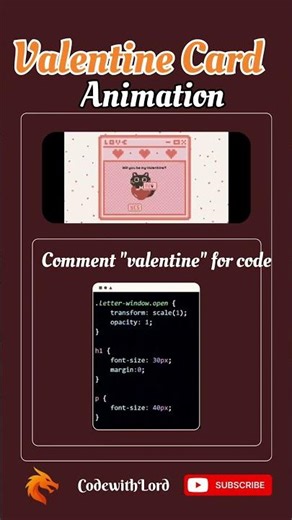 Valentine Card Animation Using HTML, CSS & JavaScript | Creative Frontend Project | CodewithLord