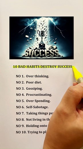 1.2M views · 10K reactions | 10 BAD HABITS DESTROY SUCCESS #success #successmindset #motivation | Dream To Success | Facebook