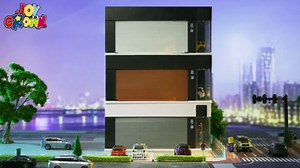 Joycrown 1/64 Scale Diecast Display Case for Hot Wheel Storage with LED Lights, Stackable Electric Garage with Voice Control, 3 Replaceable 3D Scenes Parking Lot Diorama for Model Cars (White)