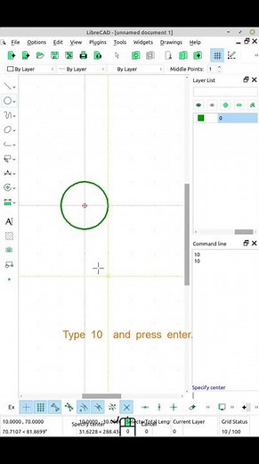 How to Create Circle With Specific Radius #librecad #cad #freecad #design