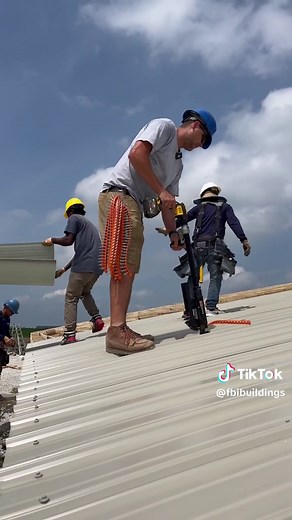 Clay Corbin, Construction Crew Foreman, explains how to use a @Simpson Strong-Tie Quik Drive auto-feed screw-driving system to fasten metal roofing panels. 🛠️ • • • #fbibuildings #polebarn #polebarns #polebarnbuilders #bluecollar #bluecollarlife #construction #constructionlife #constructionsite #constructiontips #constructionwork #constructionworker #howto #howtotiktok #metalroof #metalroofs #metalroofingsystems #metalroofspecialist #metalroofingtiktok #metalroofingmadeeasy #screwdriver #simpso