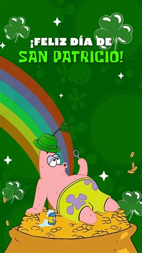 Patricio les desea feliz día de San Patricio ☘️💚🤭 | Bob Esponja