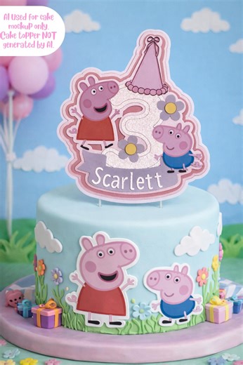 Personalised Peppa Pig Themed Birthday Cake Topper