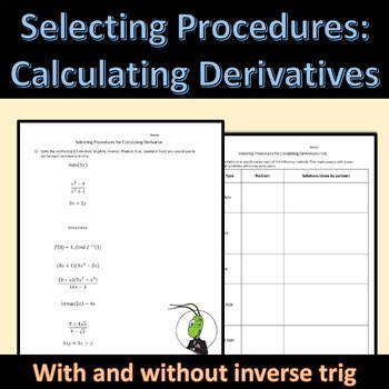 Selecting Procedures to Calculate Derivatives Activity AP Calculus 3.5