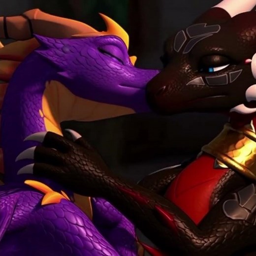 Glowing cuddles and kisses realistic Spyro x cynder ☺️