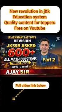 JKSSB Maths PYQ 2016–2026 | 600+ Topic-Wise Previous Year Questions | By Ajay Sir