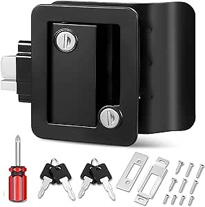 MACHSWON Upgrade RV Door Lock | Replacement Door Latch for Camper Horse Trailer Cargo Hauler | RV Door Handle w/ 4 Keys | Camper Door Lock | Trailer Door Lock