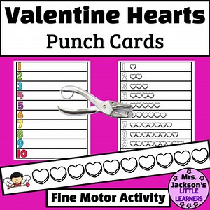 Valentine's Day Punch Cards Fine Motor Activity