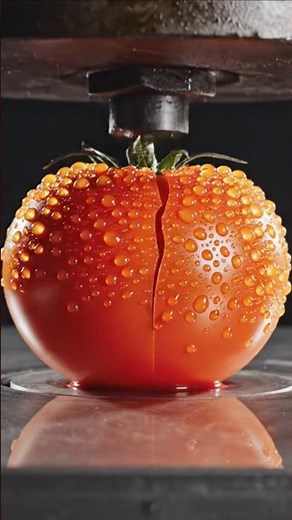 100 tones Hydraulic Press vs Tomato 🍅 | Satisfying Slow Motion Explosion