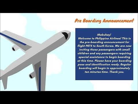 PAL Pre boarding announcement script