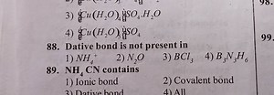 Dative bond is not present in1) NH₄⁺2) N₂O3) BCl₃4) B₃N₃H₆... | Filo