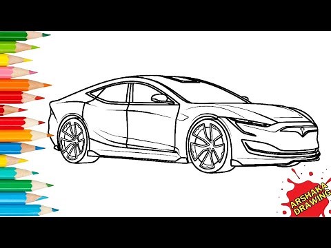 New Tesla Car Model Coloring Page Easy Step by Step | How to Color A Sport Car Tutorial
