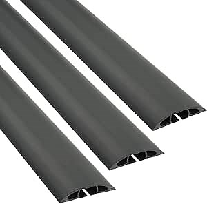 D-Line 6 Foot Floor Cord Cover, Cable Protector Case Pack, CC-1/3PK, Protect Cords and Prevent Trip Hazards, Black (Pack of 3)