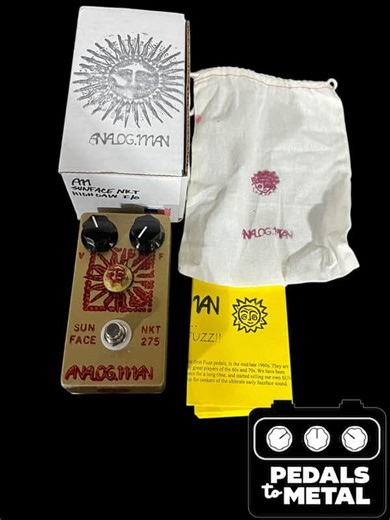 Analogman Sun Face NKT-275 Germanium Fuzz with Sun Dial Knob High Gain I/O 2002 - 2018 - Gold X15561 | Reverb