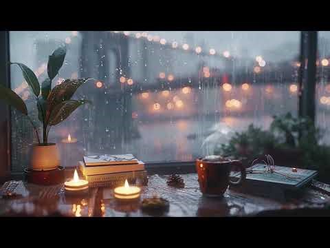 Peaceful Night Café Rain Sounds Outside the Window for Better Sleep and Relaxation