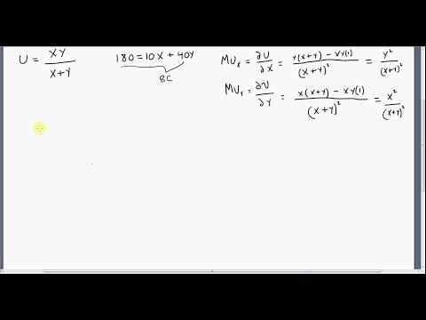 Utility Maximization, where U = XY/(X + Y)